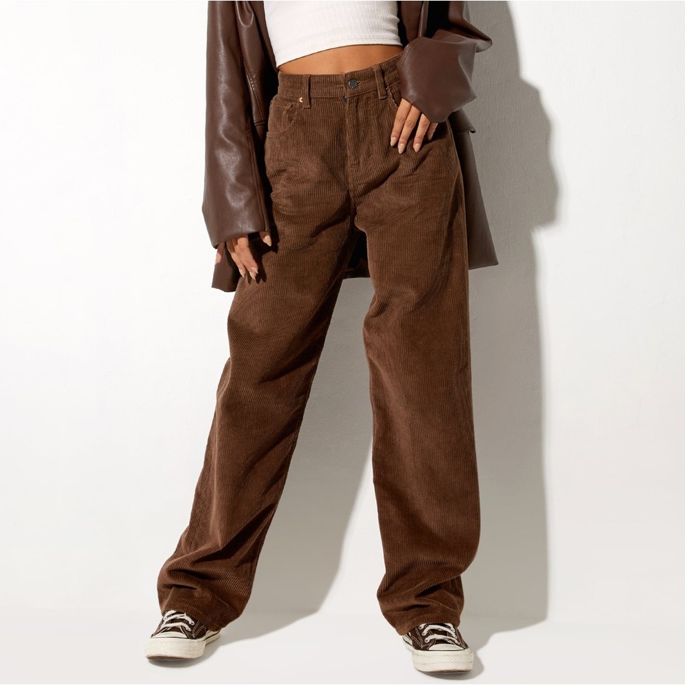 Motel Denim PARALLEL JEANS IN CORD DARK CHOCOLATE Size Xs